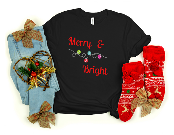 Merry and Bright Tee - Bella + Canvas Unisex Jersey Short Sleeve Tee