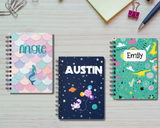 Personalized Kids Notebooks/ Personalized Notebooks/Dinosaur Notebook/ Space Notebook/Mermaid Notebook